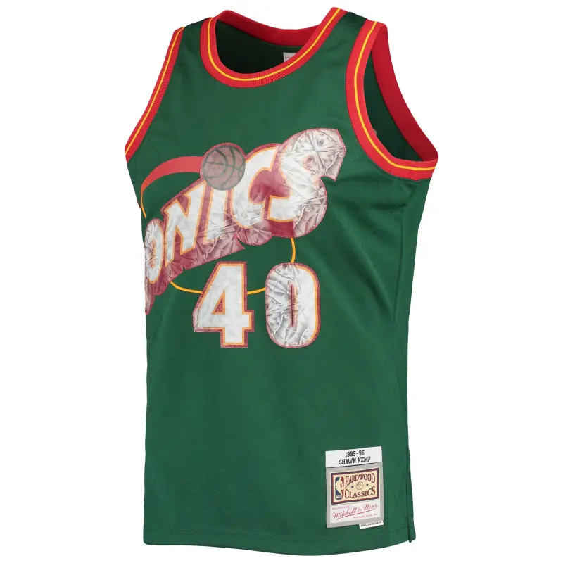 Men's Seattle SuperSonics Shawn Kemp Green 1995/96 Hardwood Classics NBA 75th Anniversary Diamond Swingman Jersey