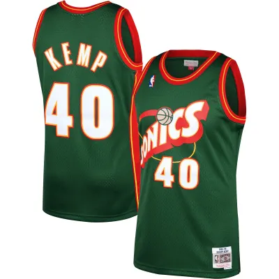 Men's Seattle SuperSonics Shawn Kemp Green 1995/96 Hardwood Classics Swingman Jersey 01