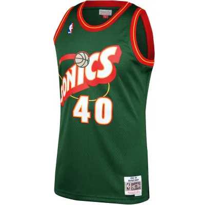 Men's Seattle SuperSonics Shawn Kemp Green 1995/96 Hardwood Classics Swingman Jersey 02