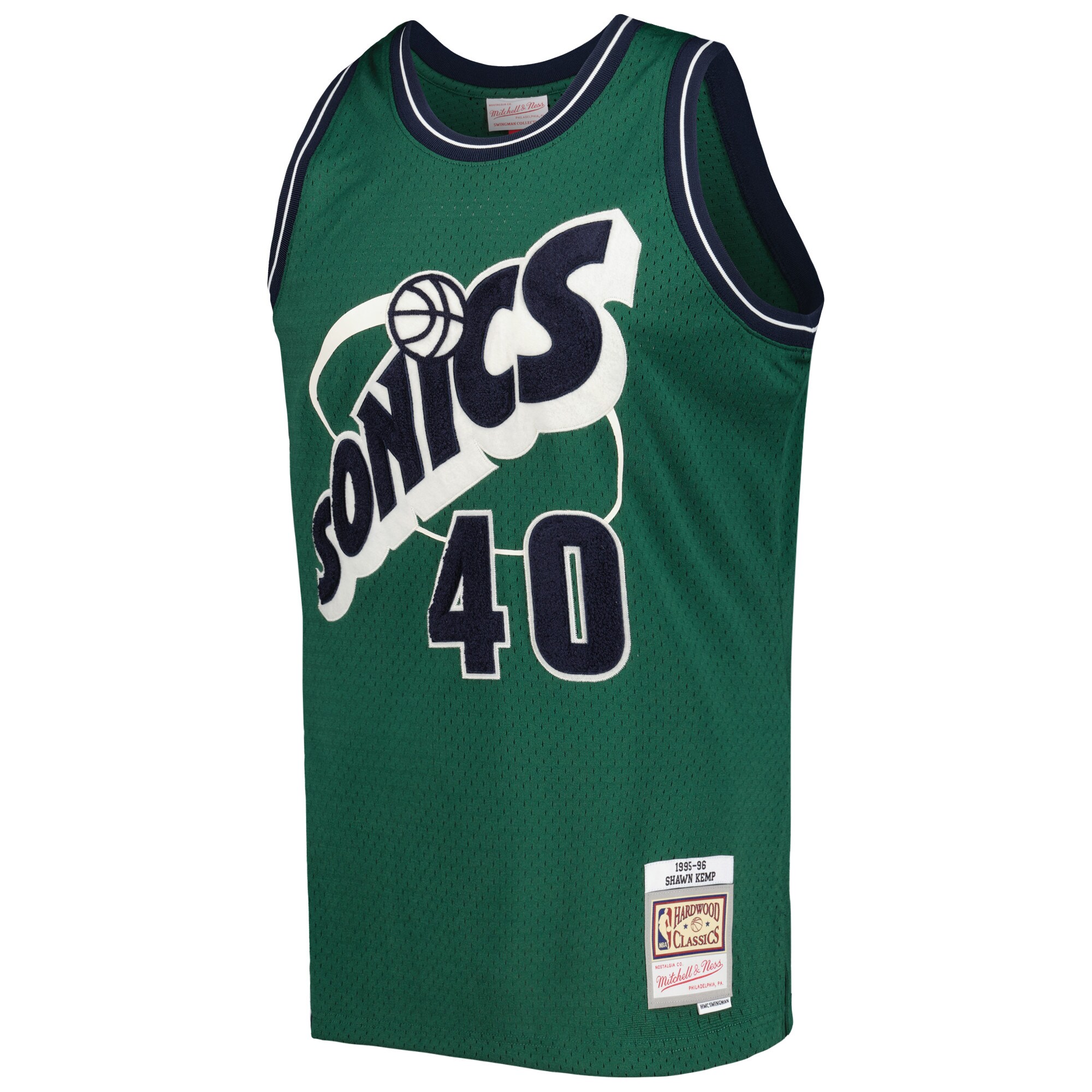 Men's Seattle SuperSonics Shawn Kemp Green Hardwood Classics Off-Court Swingman Jersey