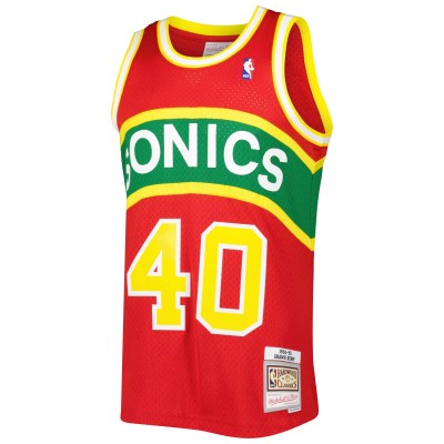 Men's Seattle SuperSonics Shawn Kemp Red 1994-95 Hardwood Classics Reload 3.0 Swingman Jersey 02