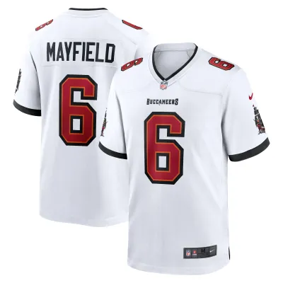Men's Tampa Bay Buccaneers Baker Mayfield White Away Game Jersey 01