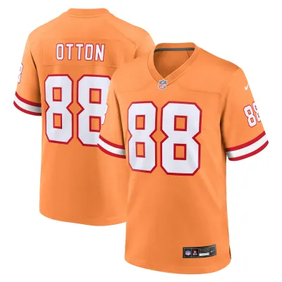 Men's Tampa Bay Buccaneers Cade Otton Orange Throwback Game Jersey 01