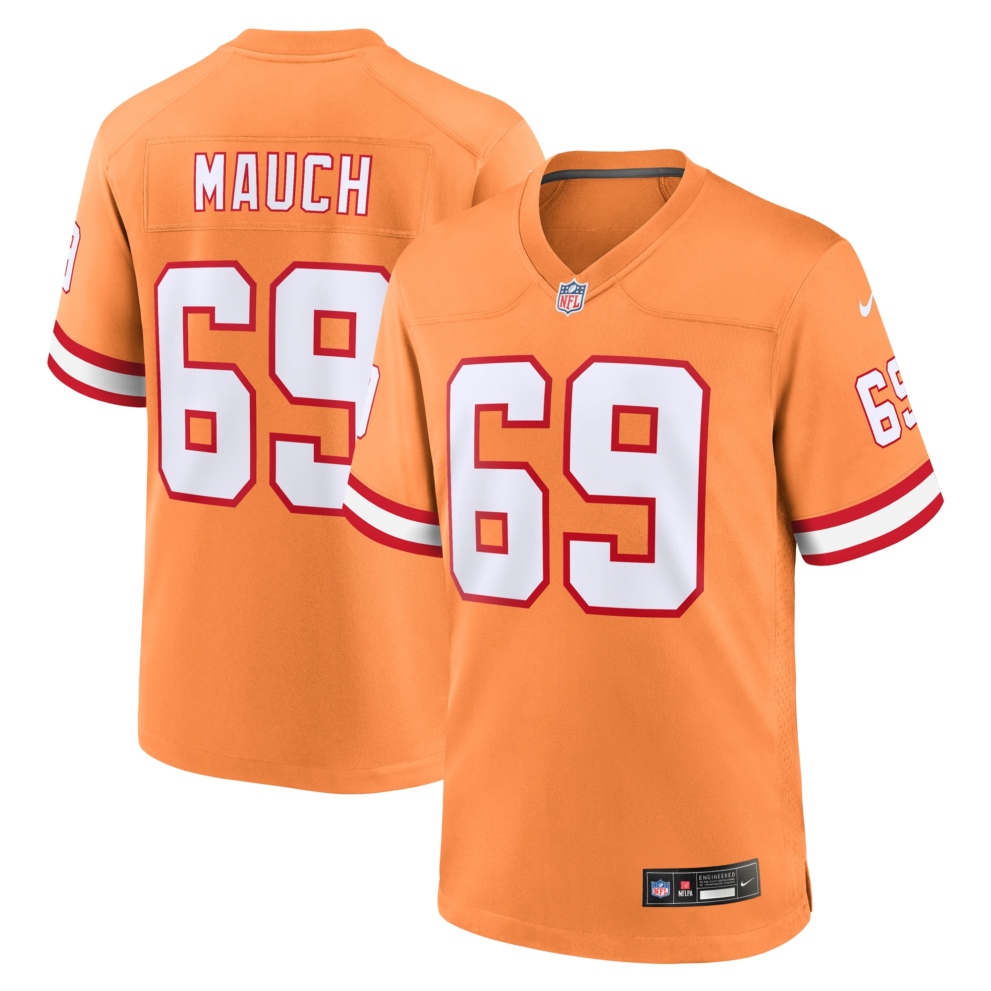 Men's Tampa Bay Buccaneers Cody Mauch Orange Throwback Game Jersey
