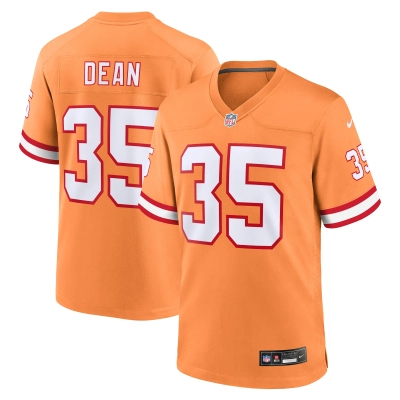 Men's Tampa Bay Buccaneers Jamel Dean Orange Throwback Game Jersey 01