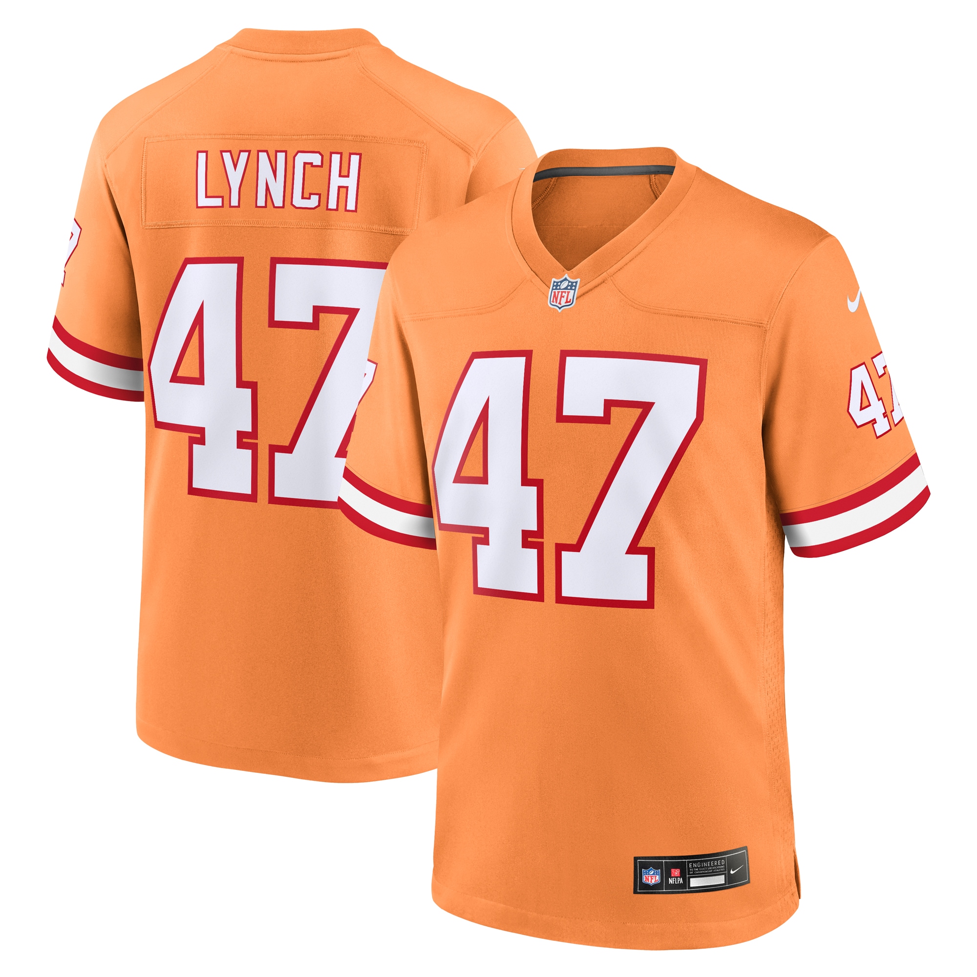 Men's Tampa Bay Buccaneers John Lynch Orange Throwback Game Jersey