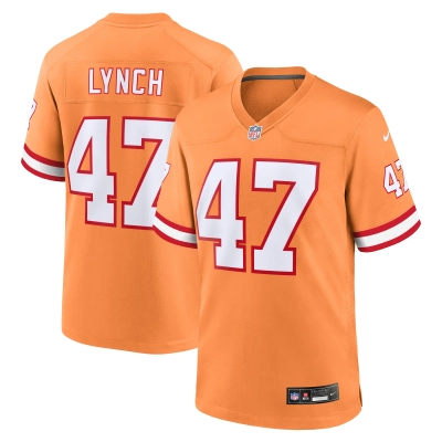 Men's Tampa Bay Buccaneers John Lynch Orange Throwback Game Jersey 01