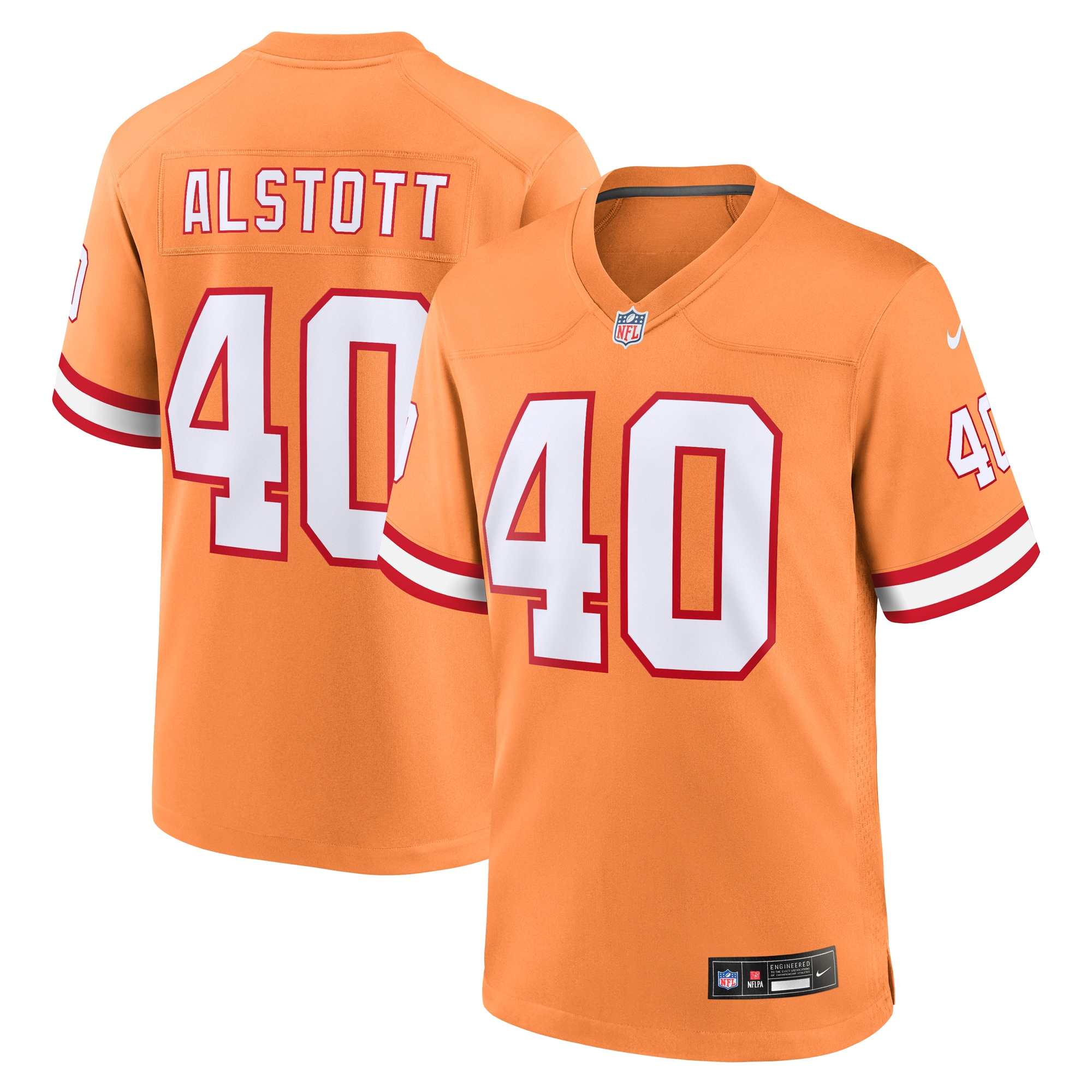 Men's Tampa Bay Buccaneers Mike Alstott Orange Throwback Game Jersey