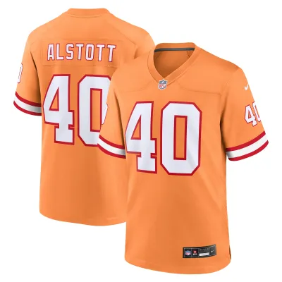 Men's Tampa Bay Buccaneers Mike Alstott Orange Throwback Game Jersey 01