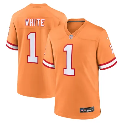 Men's Tampa Bay Buccaneers Rachaad White Orange Throwback Game Jersey 01