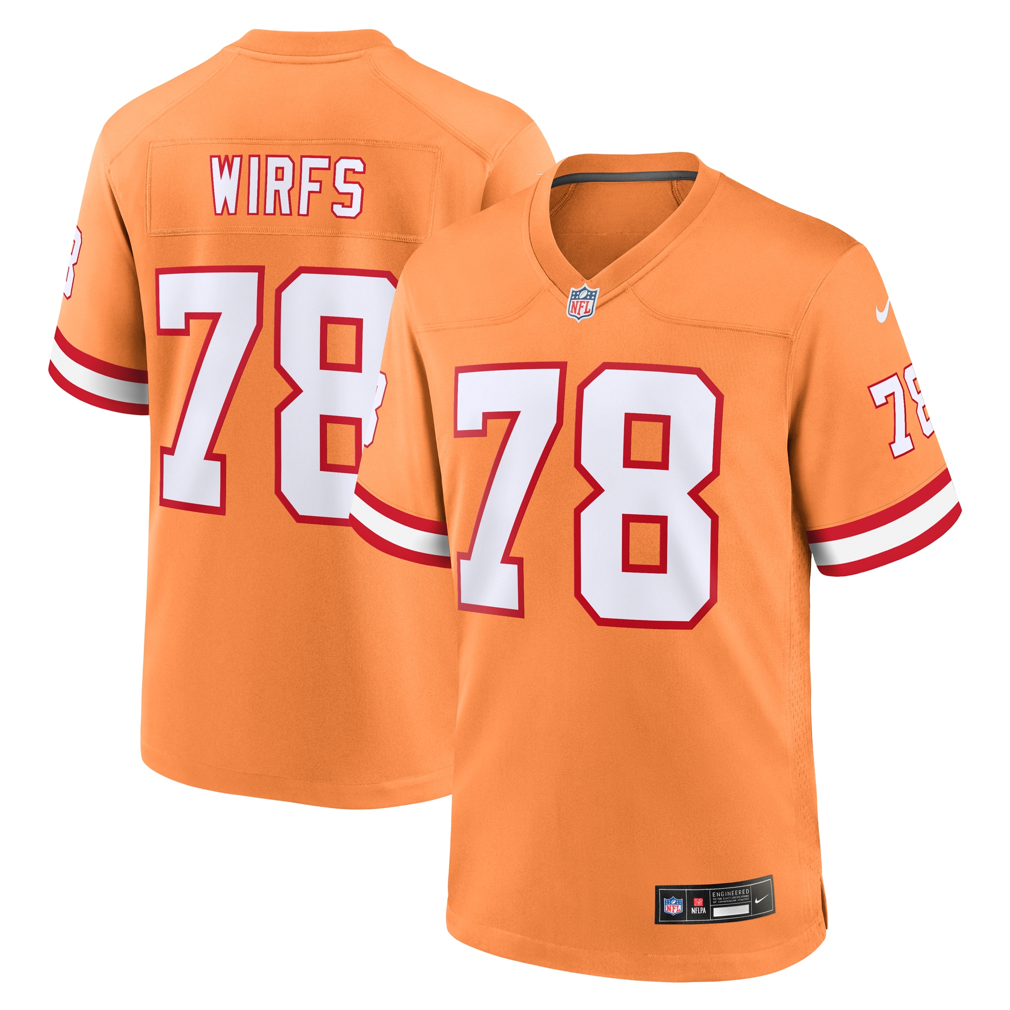 Men's Tampa Bay Buccaneers Tristan Wirfs Orange Throwback Game Jersey