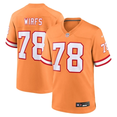 Men's Tampa Bay Buccaneers Tristan Wirfs Orange Throwback Game Jersey 01