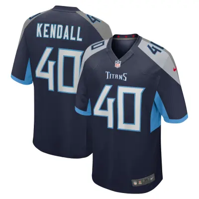 Men's Tennessee Titans Anthony Kendall  Navy Team Game Jersey 01