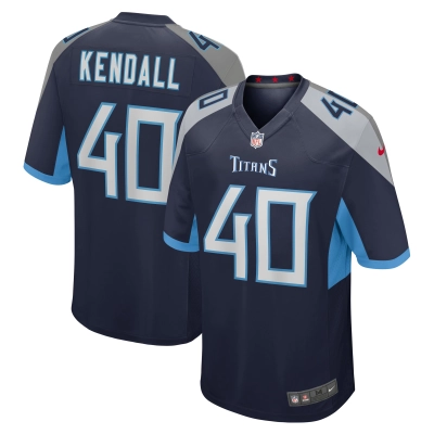 Men's Tennessee Titans Anthony Kendall  Navy Team Game Jersey 01