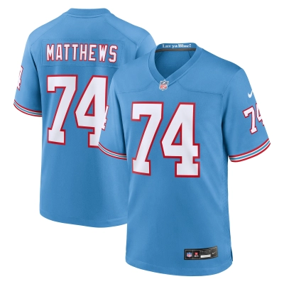 Men's Tennessee Titans Bruce Matthews Light Blue Oilers Throwback Retired Player Game Jersey 01