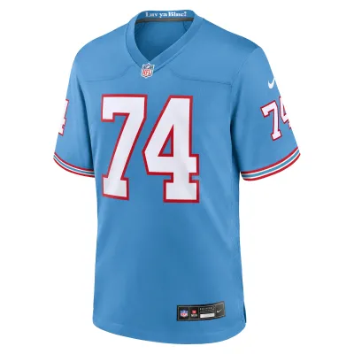 Men's Tennessee Titans Bruce Matthews Light Blue Oilers Throwback Retired Player Game Jersey 02