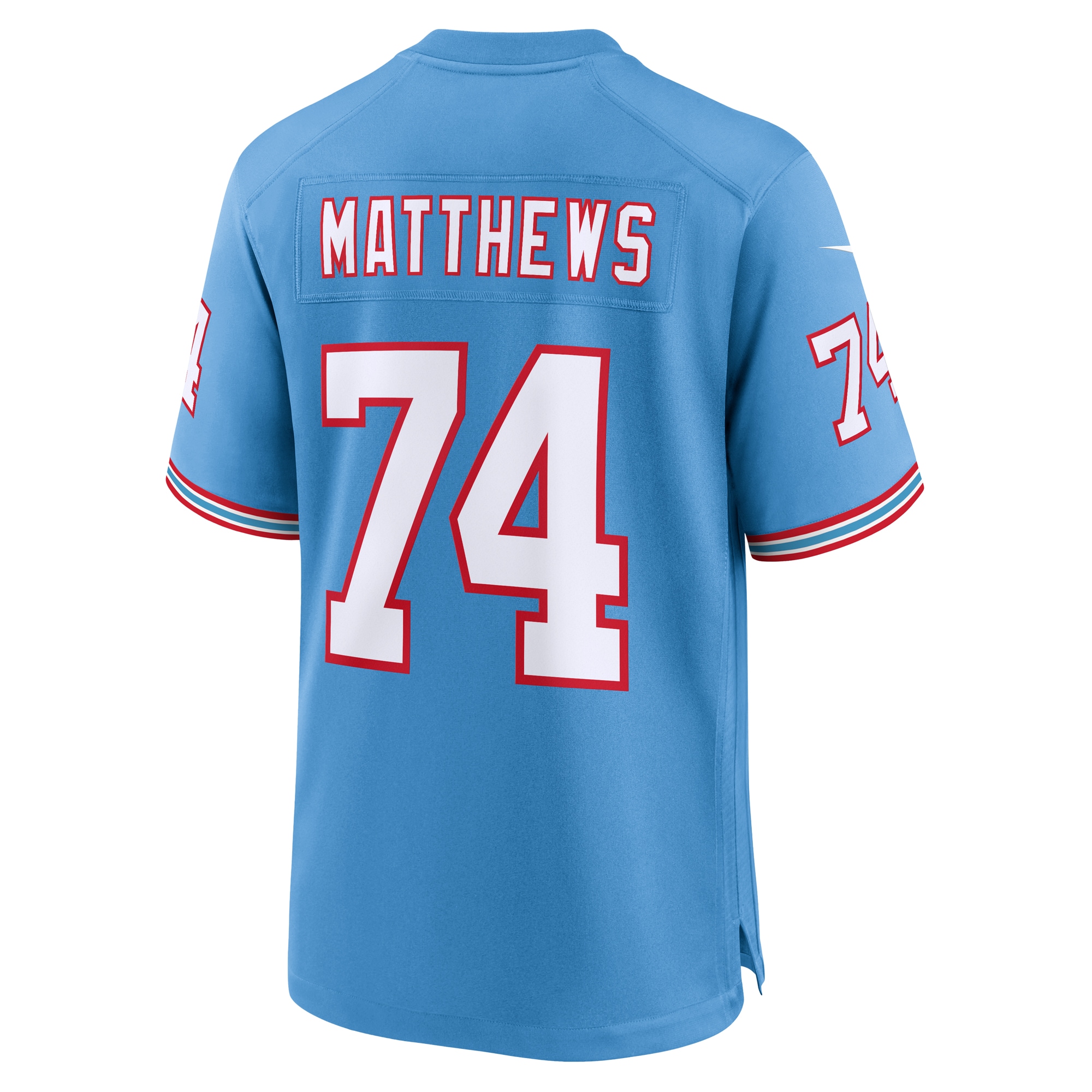 Men's Tennessee Titans Bruce Matthews Light Blue Oilers Throwback Retired Player Game Jersey