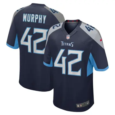 Men's Tennessee Titans Caleb Murphy  Navy Team Game Jersey 01