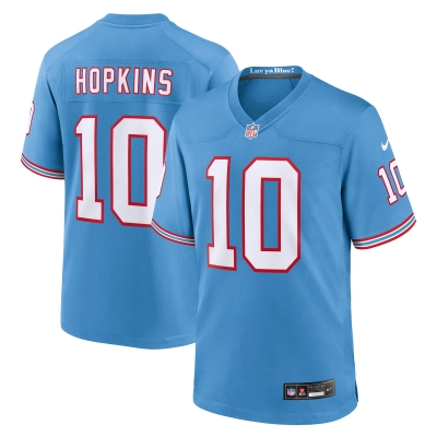 Men's Tennessee Titans DeAndre Hopkins Light Blue Oilers Throwback Player Game Jersey 01