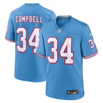 Men's Tennessee Titans Earl Campbell Light Blue Oilers Throwback Retired Player Game Jersey 01