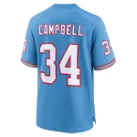 Men's Tennessee Titans Earl Campbell Light Blue Oilers Throwback Retired Player Game Jersey