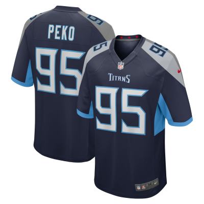 Men's Tennessee Titans Kyle Peko  Navy Team Game Jersey 01