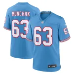 Men's Tennessee Titans Mike Munchak Light Blue Oilers Throwback Retired Player Game Jersey