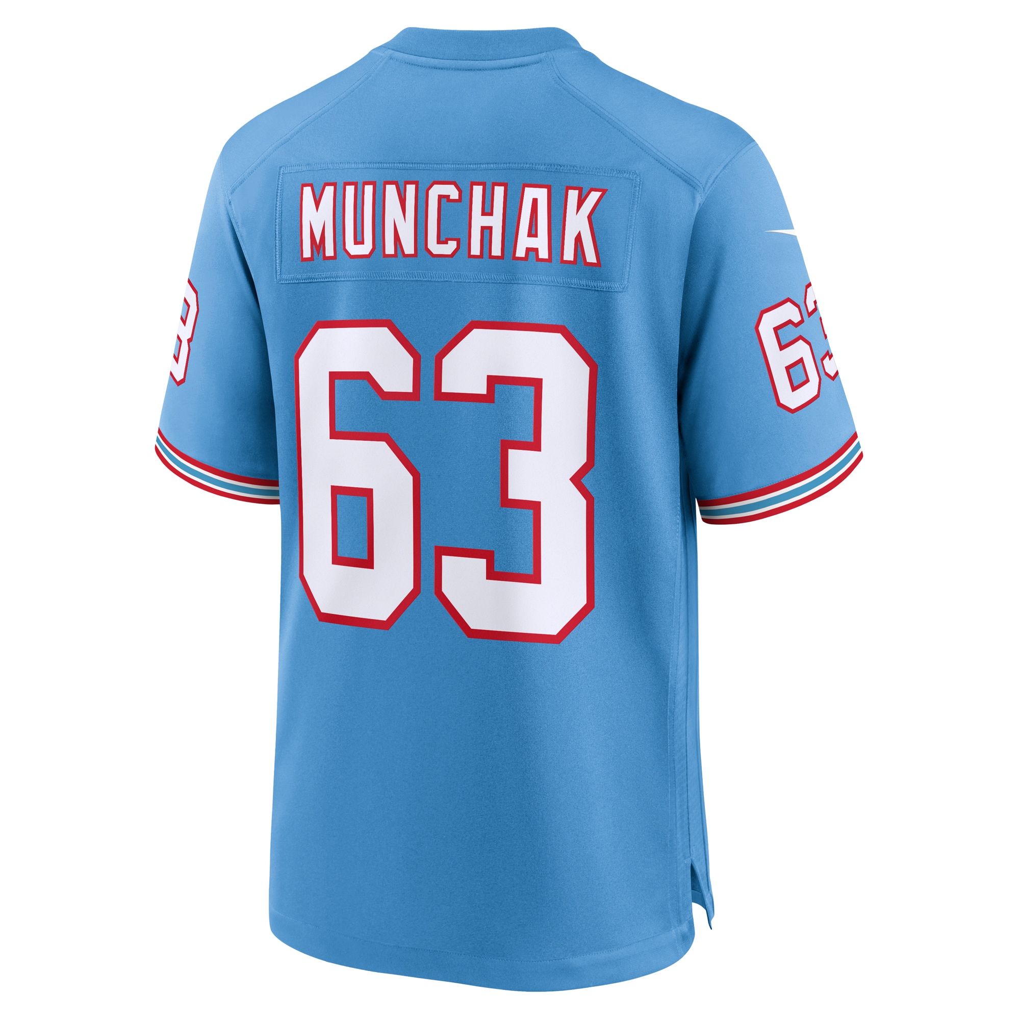 Men's Tennessee Titans Mike Munchak Light Blue Oilers Throwback Retired Player Game Jersey