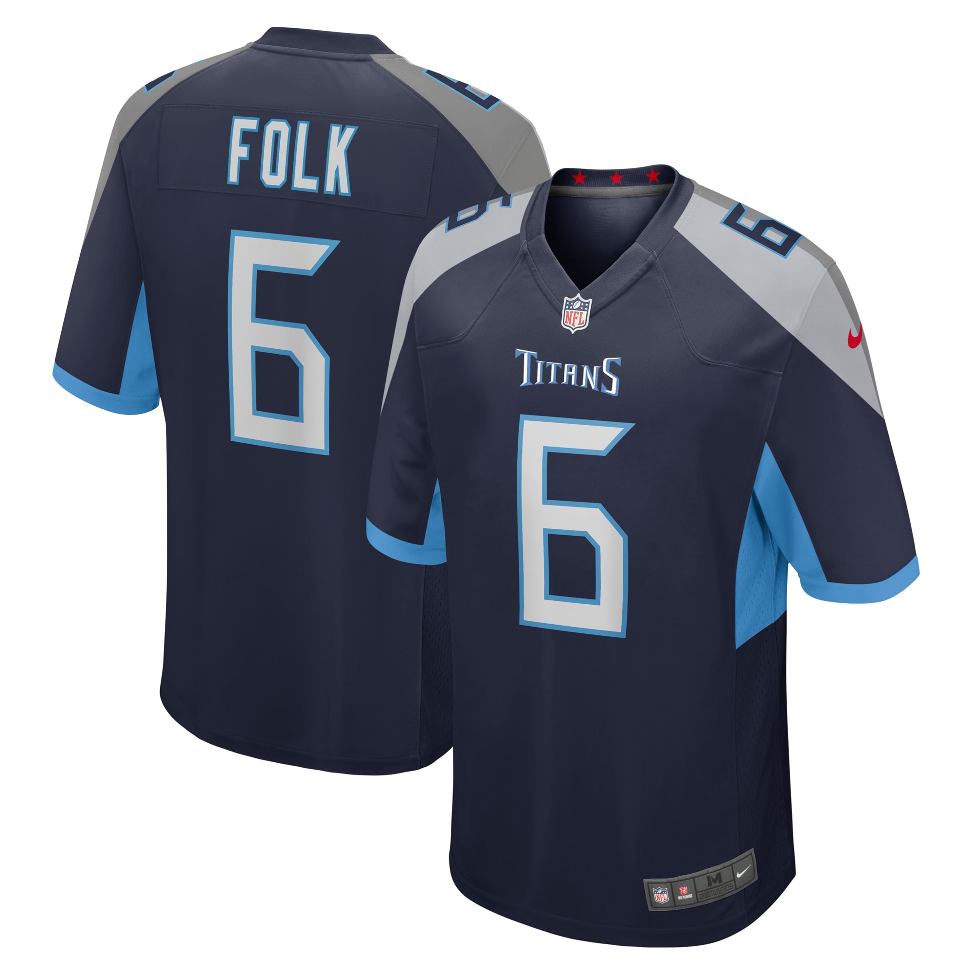 Men's Tennessee Titans Nick Folk  Navy Team Game Jersey