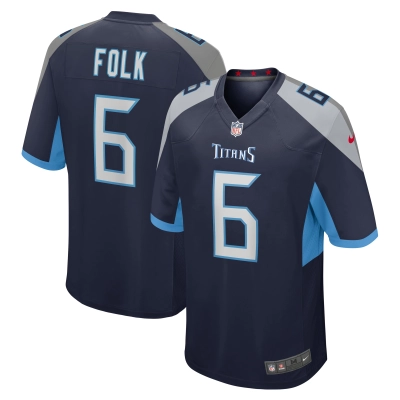 Men's Tennessee Titans Nick Folk  Navy Team Game Jersey 01