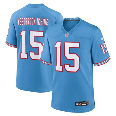 Men's Tennessee Titans Nick Westbrook-Ikhine Light Blue Oilers Throwback Player Game Jersey 01