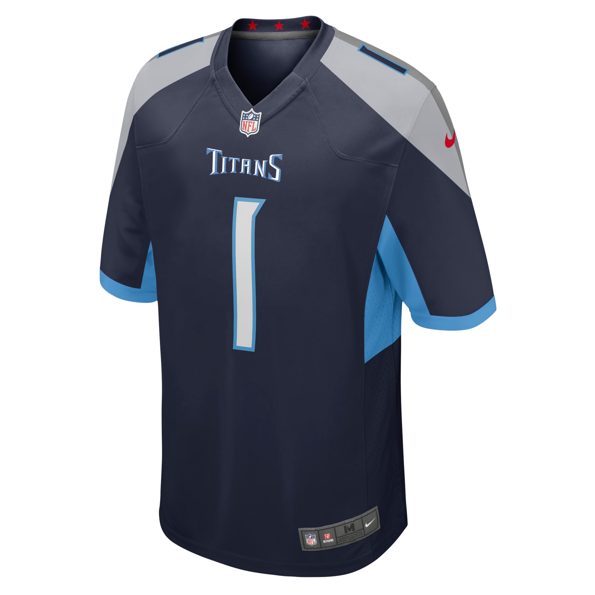 Men's Tennessee Titans Number 1 Dad Navy Game Jersey