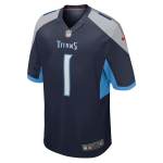 Men's Tennessee Titans Number 1 Dad Navy Game Jersey