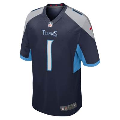 Men's Tennessee Titans Number 1 Dad Navy Game Jersey 02