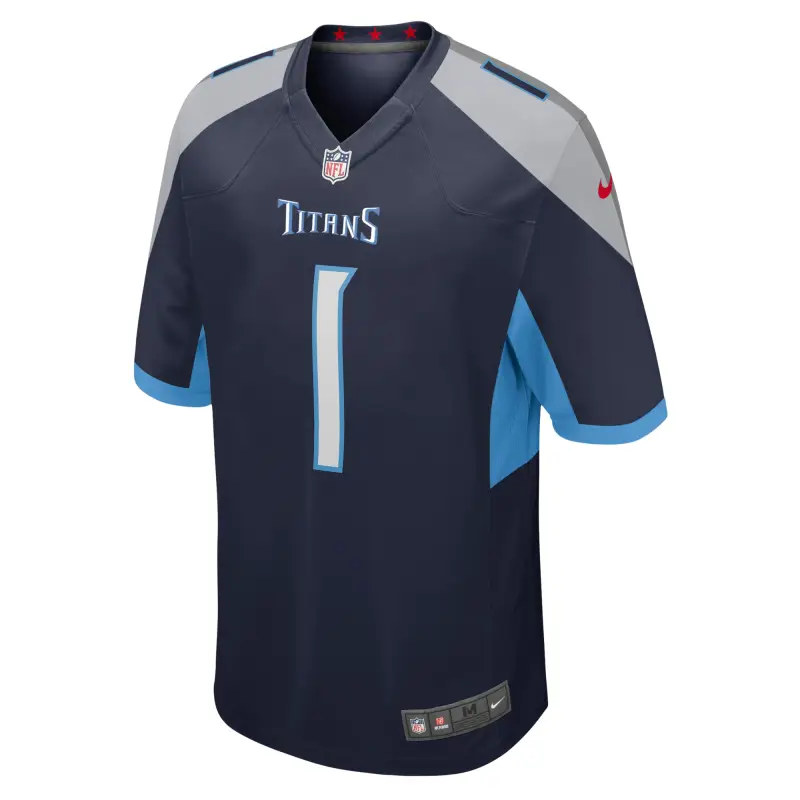Men's Tennessee Titans Number 1 Dad Navy Game Jersey
