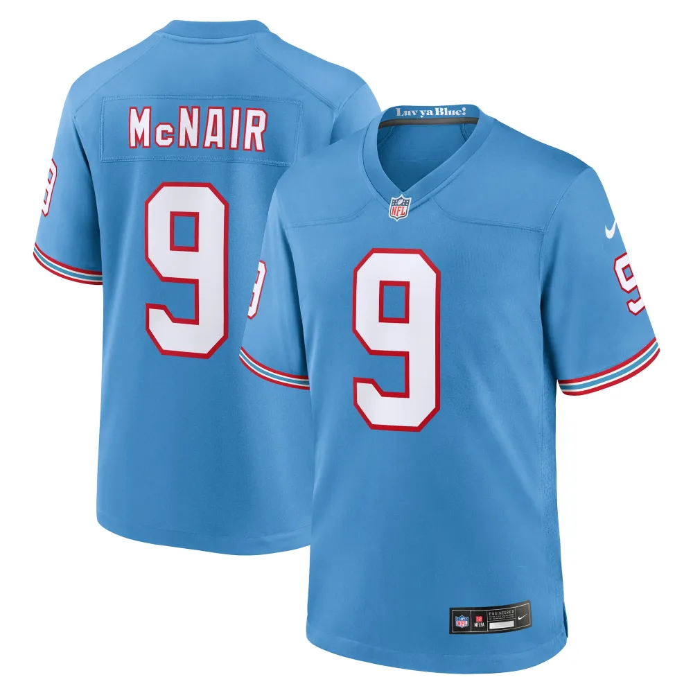 Men's Tennessee Titans Steve McNair Light Blue Oilers Throwback Retired Player Game Jersey