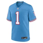 Men's Tennessee Titans Warren Moon Light Blue Oilers Throwback Retired Player Game Jersey
