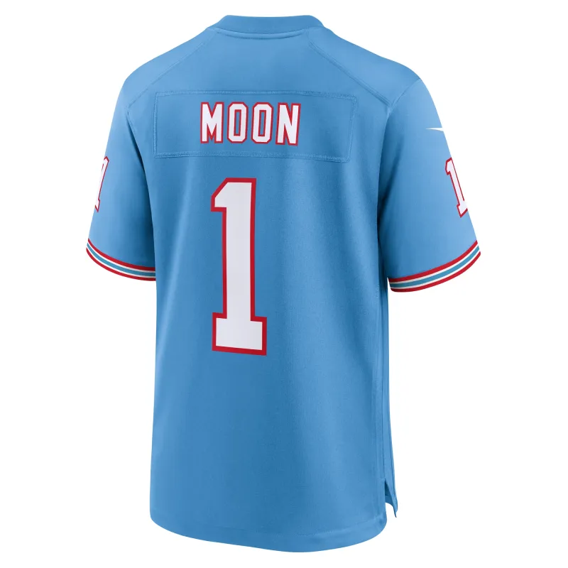 Men's Tennessee Titans Warren Moon Light Blue Oilers Throwback Retired Player Game Jersey