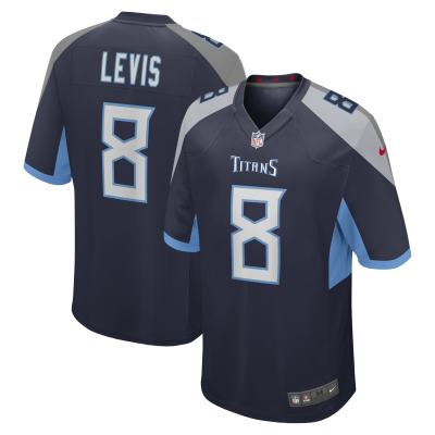 Men's Tennessee Titans Will Levis Navy 2023 NFL Draft Pick Game Jersey 01