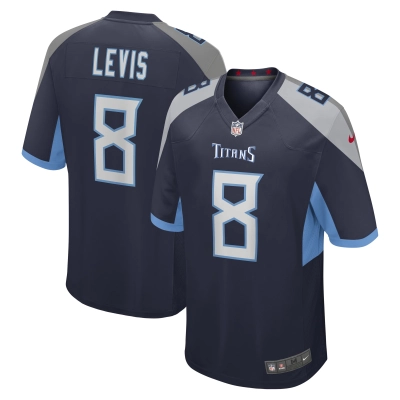 Men's Tennessee Titans Will Levis Navy 2023 NFL Draft Pick Game Jersey 01