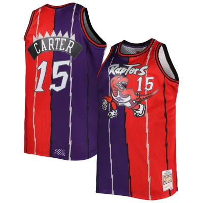 Men's Toronto Raptors Purple/ Red Big & Tall Hardwood Classics 1998/99 Split Swingman Jersey 01