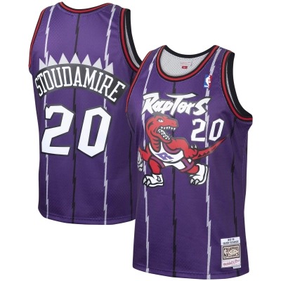 Men's Toronto Raptors Damon Stoudamire Purple 1995/96 Hardwood Classics Swingman Jersey 01