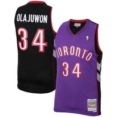 Men's Toronto Raptors Hakeem Olajuwon Purple 2001/02 Hardwood Classics Swingman Jersey 01