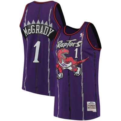 Men's Toronto Raptors Tracy McGrady Purple Hardwood Classics Swingman Jersey 01