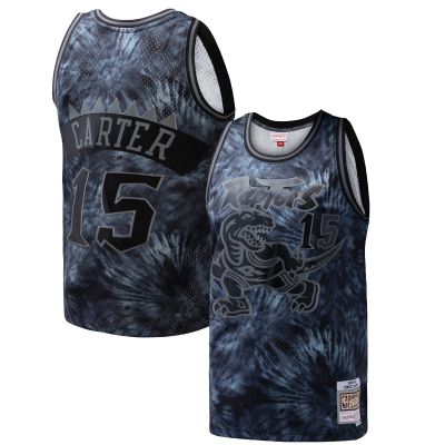 Men's Toronto Raptors Vince Carter Black Hardwood Classics 1998/99 Tie-Dye Swingman Jersey 01