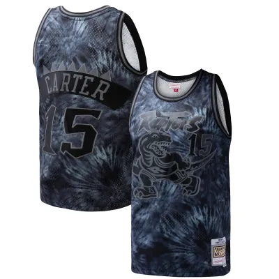 Men's Toronto Raptors Vince Carter Black Hardwood Classics 1998/99 Tie-Dye Swingman Jersey 01