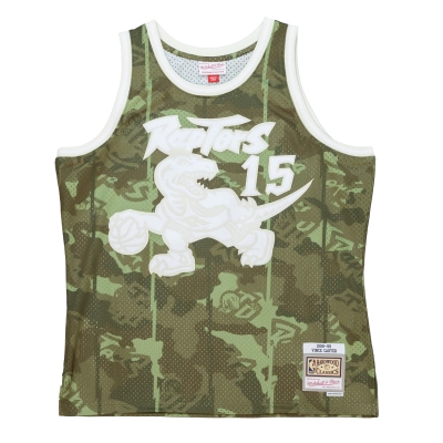 Men's Toronto Raptors Vince Carter Camo Hardwood Classics 1998/99 Ghost Green Swingman Jersey 02