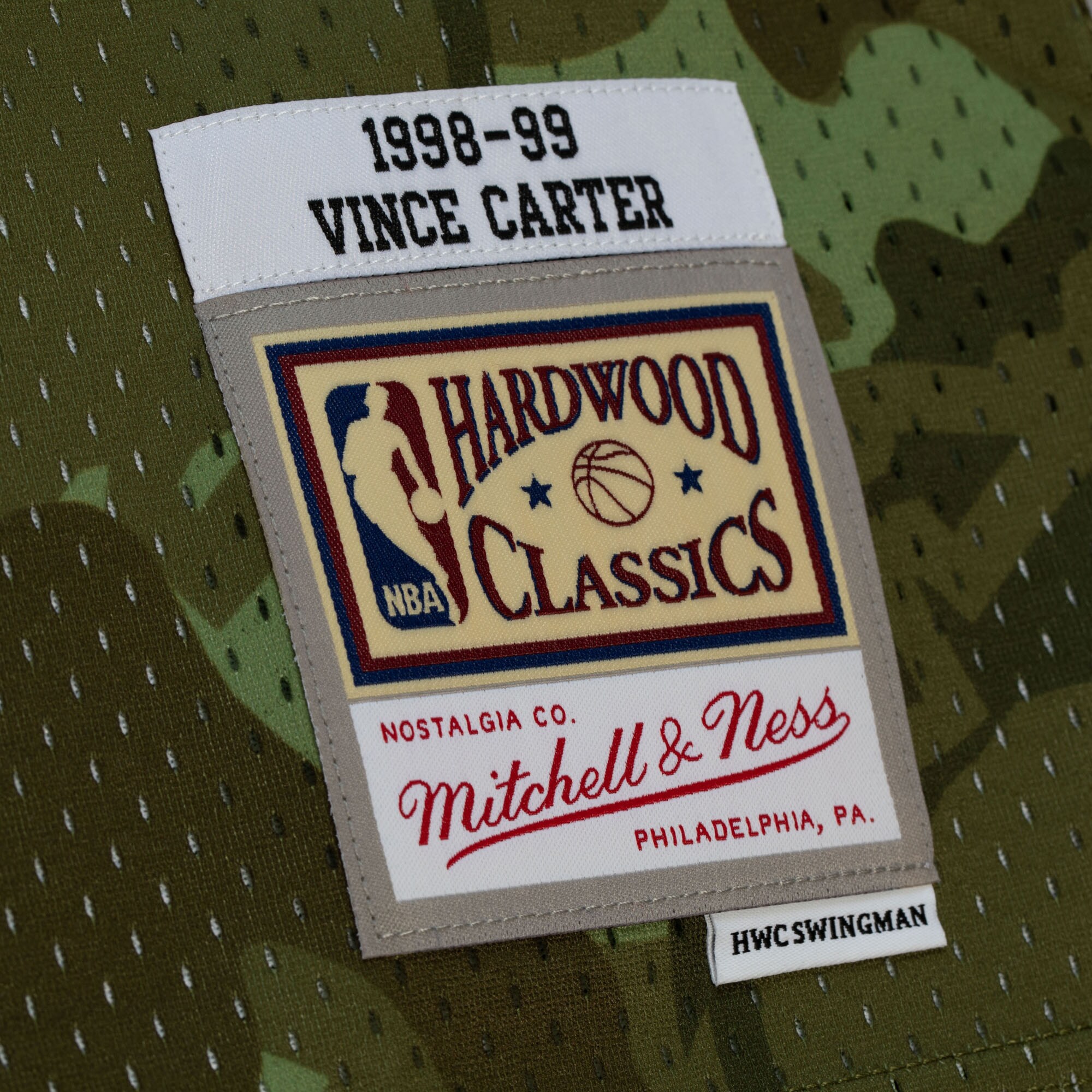 Men's Toronto Raptors Vince Carter Camo Hardwood Classics 1998/99 Ghost Green Swingman Jersey