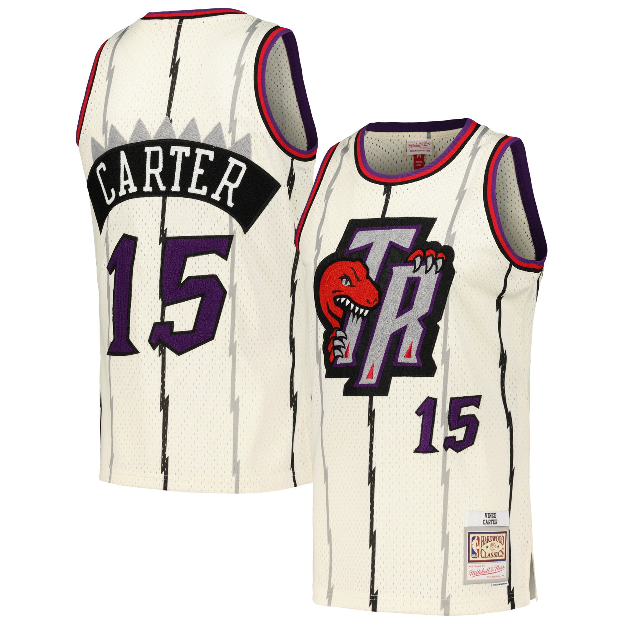 Men's Toronto Raptors Vince Carter Cream Chainstitch Swingman Jersey