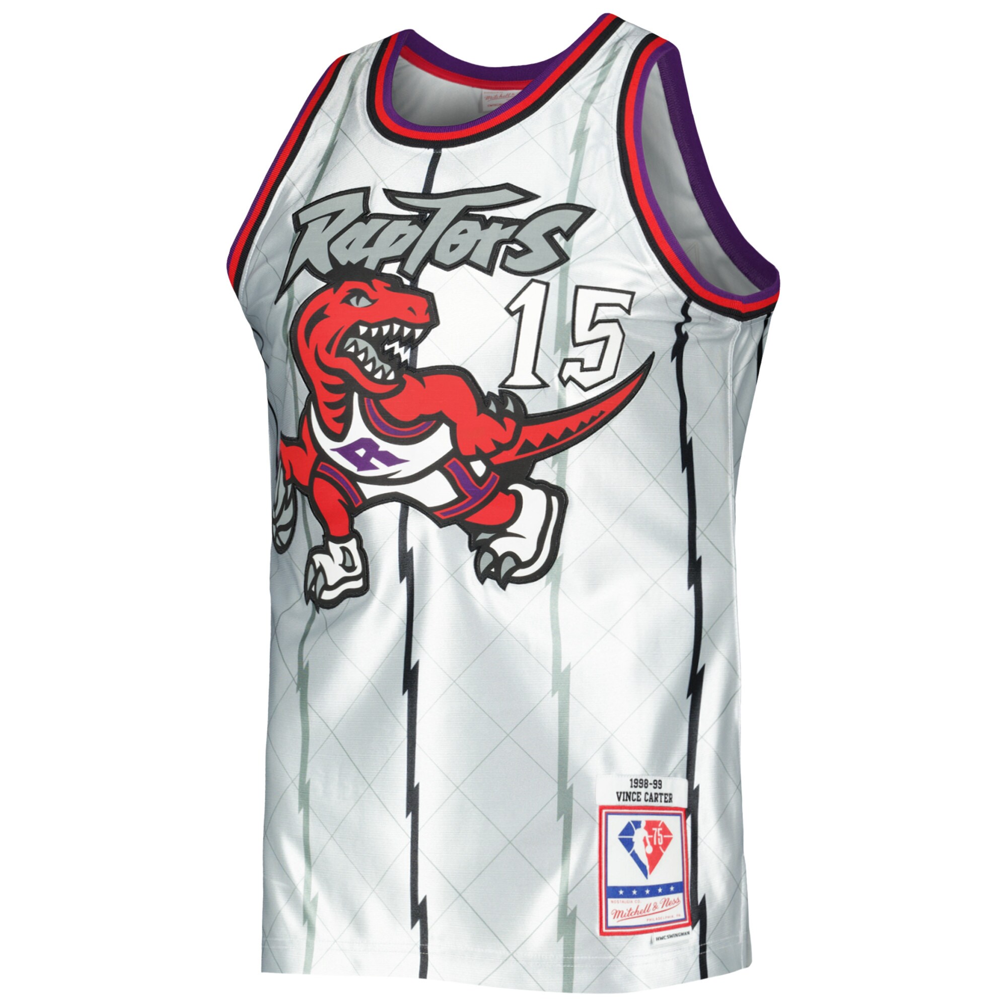 Men's Toronto Raptors Vince Carter Platinum 1998/99 Hardwood Classics 75th Anniversary Swingman Jersey